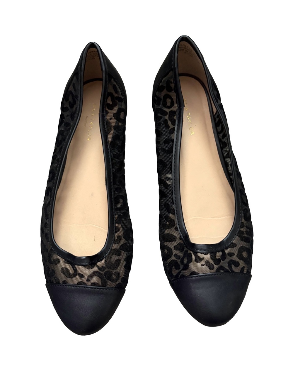 Black Leopard Mesh Cap-Toe Ballet Flats Size 6.5